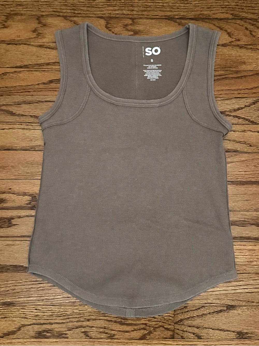 SO Juniors Taupe Ribbed Tank Top - Small
